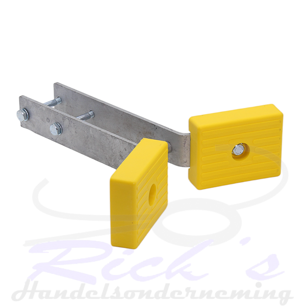 Bootvangmuil-boegsteun-kunststof-geel-met-houder-kort