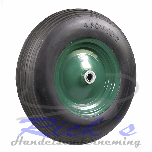 Kruiwagenwiel anti-lek groene velg 1 Kruiwagenwiel anti-lek groene velg