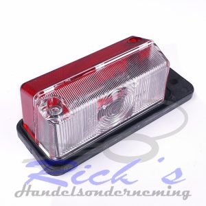 Markeringslamp rechthoek rood/wit aan flap
