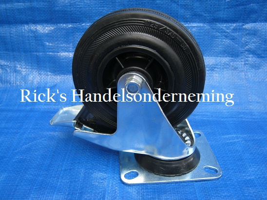 Zwenkwiel met rem pvc diameter 125mm 1 Zwenkwiel met rem pvc diameter 125mm